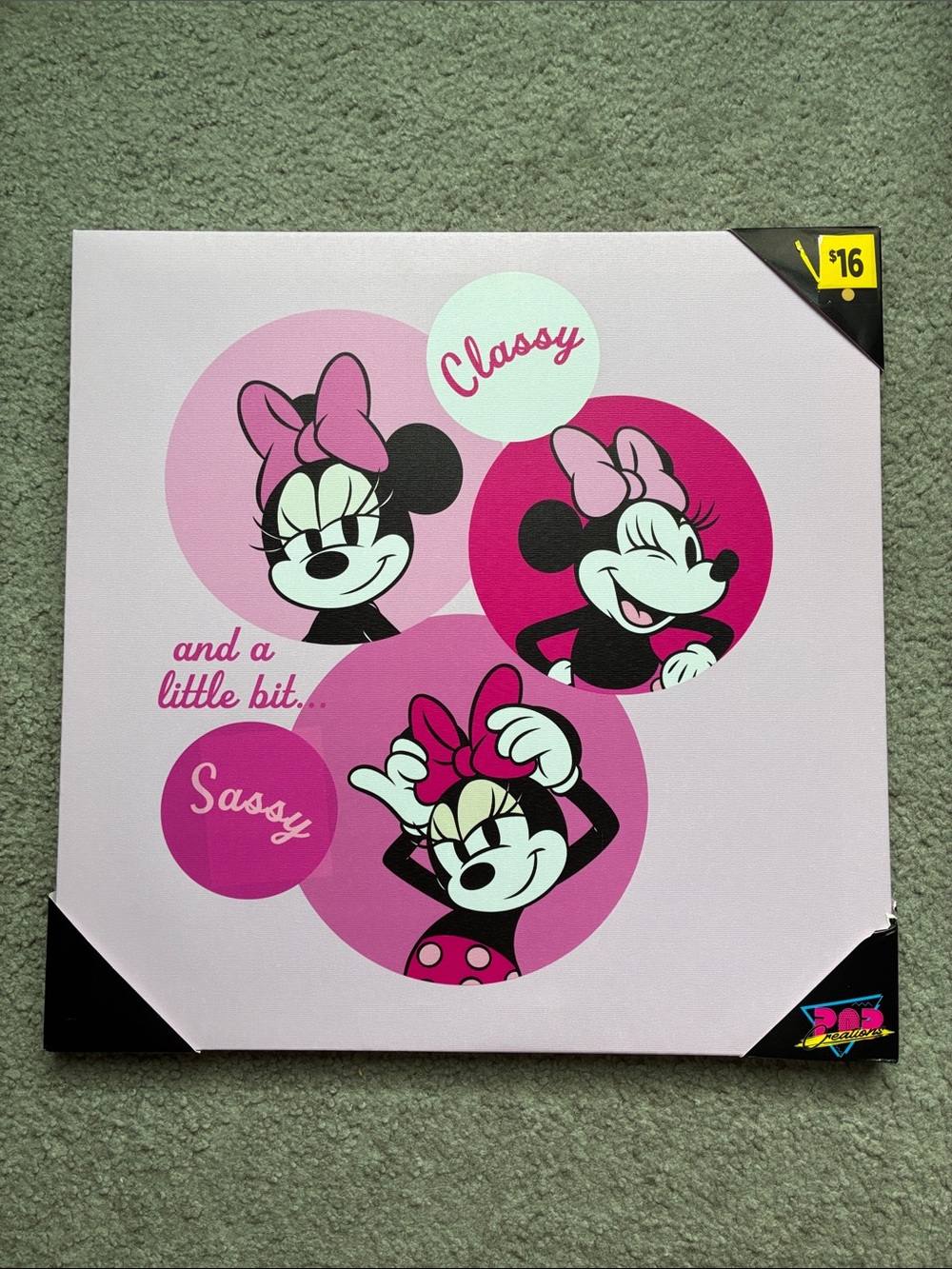 NEW Minnie Mouse Disney Pink Wall Art Canvas Classy Sassy Kids Girls Pop Art